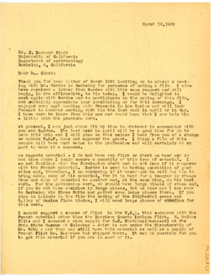 Letter from Don Crabtree to J Desmond Clark