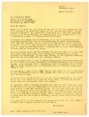 Letter from Don Crabtree to J Desmond Clark