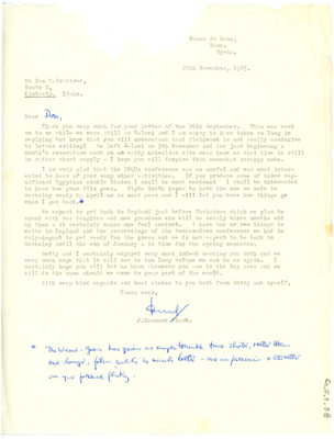 Letter from J Desmond Clark to Don Crabtree