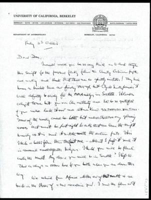Letter from J Desmond Clark to Don Crabtree