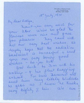 Letter from Betty Clark to Evelyn Crabtree