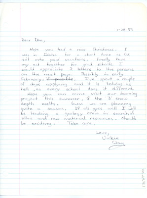 Letter from Vickie Clay to Don Crabtree