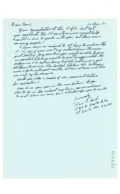 Letter from Ron Cloud to Don Crabtree