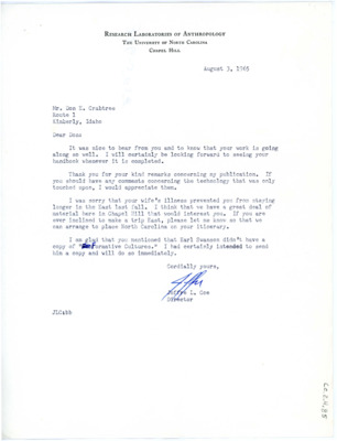 Letter from Joffre L Coe to Don Crabtree