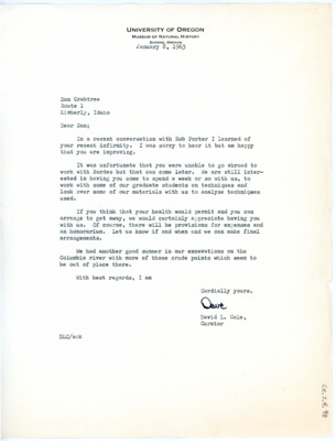 Letter from David L Cole to Don Crabtree