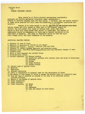 Notes from Donald Crabtree on thermal treatment testing