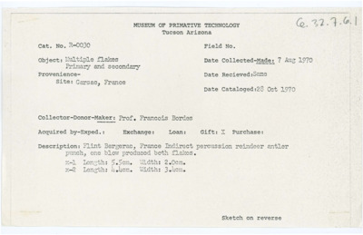 Record of donation from Francois Bordes