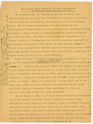 Edited draft of The Corbiac Blade Technique and Other Experiments paper