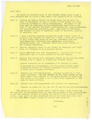 Letter from Donald Crabtree to Earl Swanson