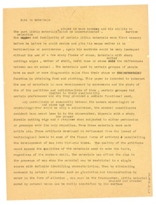 Notes on Materials section from "The Flintknappers Raw Materials"