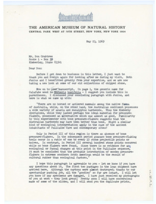 A letter from Richard A. Gould to Don Crabtree