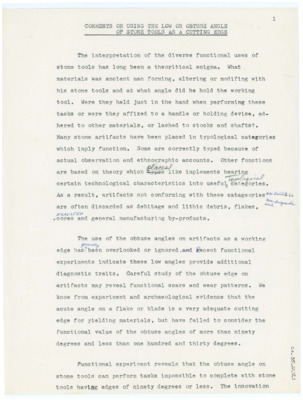 Comments on Using the Low or Obtuse Angle of Stone Tools as a Cutting Edge