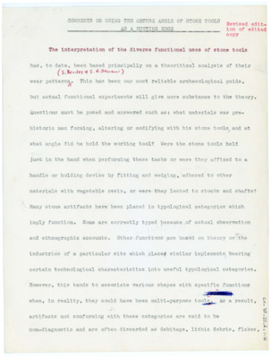 Comments on Using the Low or Obtuse Angle of Stone Tools as a Cutting Edge