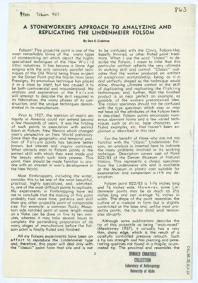 Tebiwa article about Lindenmeier Folsom