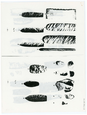A set of articles published in Tebiwas entitled "Notes on Experiments in Flinknapping: 3 - The Flintknapper's Raw Materials" and "Archaeological Evidence of Acculturation Along the Oregon Trail" , and another titled "The Corbiac Blade Technique and Other Experiments"