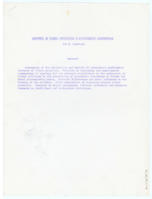 An article published in "Curator" entitled "Man's Oldest Craft Recreated"