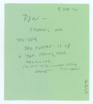 Note between Errett Callahan and Donald Crabtree