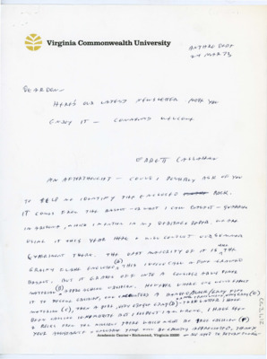 Letter from Errett Callahan to Donald Crabtree