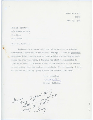 Letter from Errett Callahan to Donald Crabtree