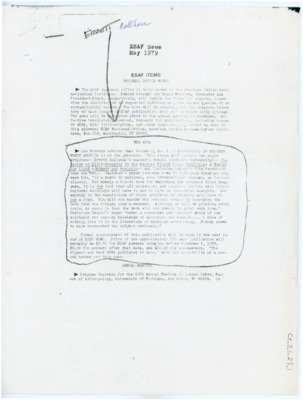 ESAF News May 1979 and Eastern States Archaeological Federation Publication List