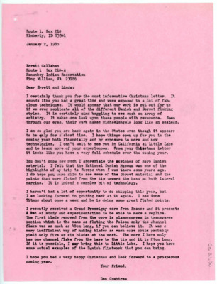 Letter from Donald Crabtree to Errett Callahan