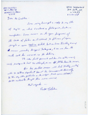 Letter from Errett Callahan to Donald Crabtree