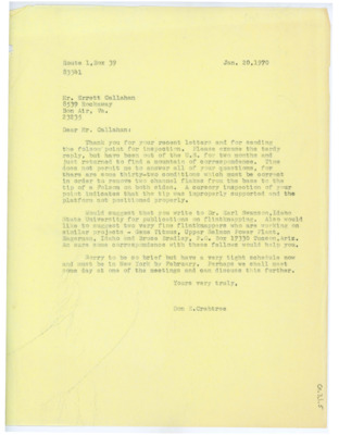 Letter to Errett Callahan from Donald Crabtree