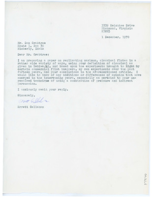 Letter from Errett Callahan to Donald Crabtree