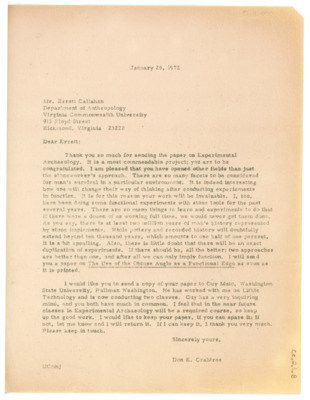 Letter to Errett Callahan from Donald Crabtree