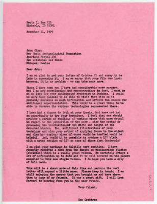 Letter from Donald Crabtree to John Clark