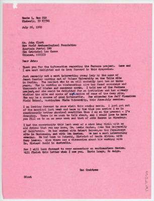 Letter to John Clark from Donald Crabtree