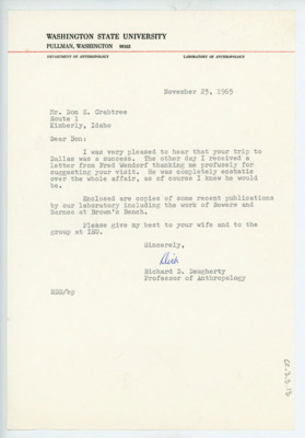 Letter to Donald Crabtree from Richard Daugherty