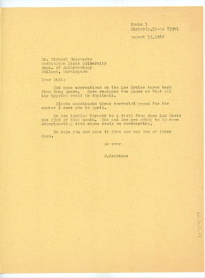 Letter from Donald Crabtree to Richard Daugherty