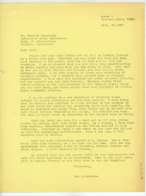 Letter to Richard Daugherty from Donald Crabtree