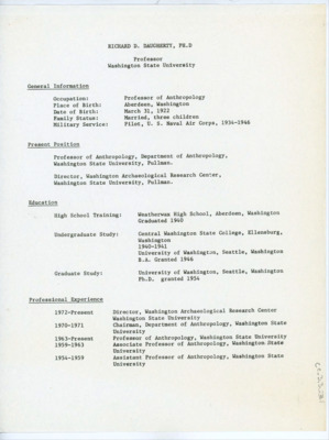 Richard D. Daugherty's resume