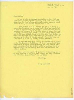 Letter from Donald Crabtree to Michel Dauvois