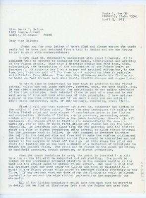 Letter from Donald Crabtree to Tessa J. Dalton