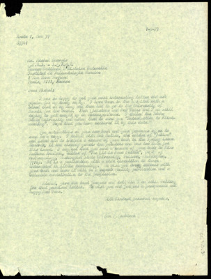 Letter from Donald Crabtree to Michel Dauvois