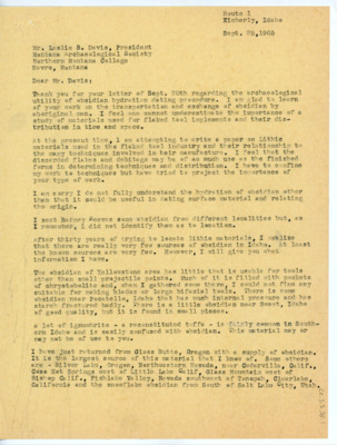Letter from Donald Crabtree to Leslie B. Davis