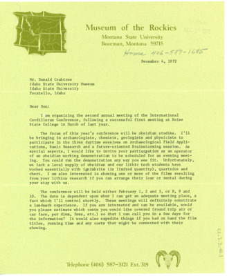 Letter from Leslie B. Davis to Donald Crabtree