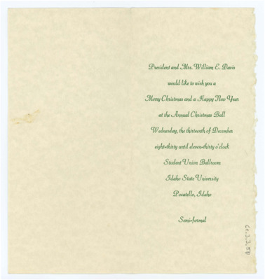 Invitation to Donald Crabtree to the Christmas Ball