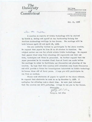 Letter to Donald Crabtree from Terry A. Del Bene