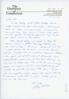 Letter to Donald Crabtree from Terry Del Bene