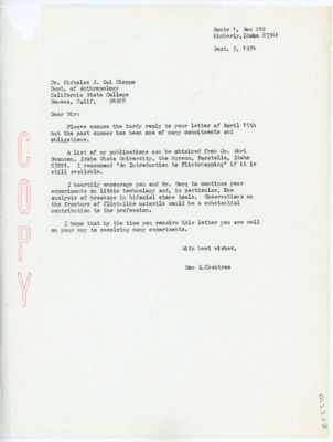 Letter from Donald Crabtree to Nicholas J. Del Cioppo