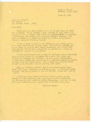 Letter from Donald Crabtree to W.K. Douglas