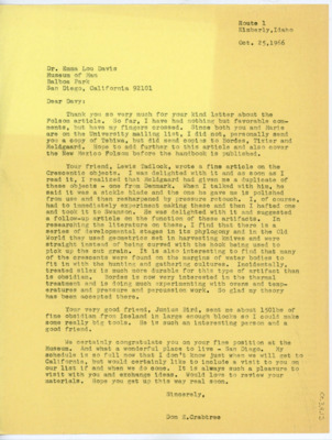Letter between Emma Lou Davis and Donald Crabtree