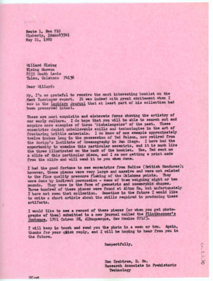 Letter between Donald Crabtree and Willard Elsing