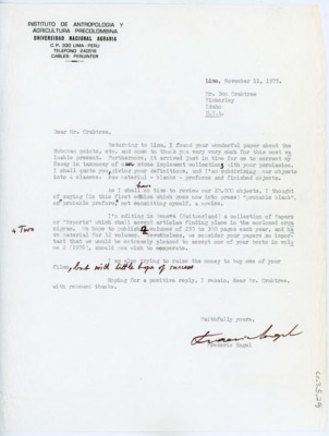 Letter between Donald Crabtree and Jeremiah F. Epstein