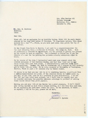 Letter between Donald Crabtree and Jeremiah F. Epstein