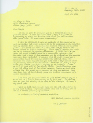 Letter between Donald Crabtree and Floyd L. Fike